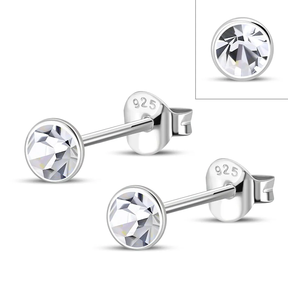 Clear Cubic Zirconia Silver Stud Earrings