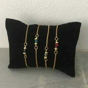Clover Set of Women's Natural Stone and 24K Gold Plated Heishi Pearl Bracelets
