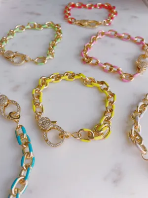 Colored Chain Clasp Bracelet