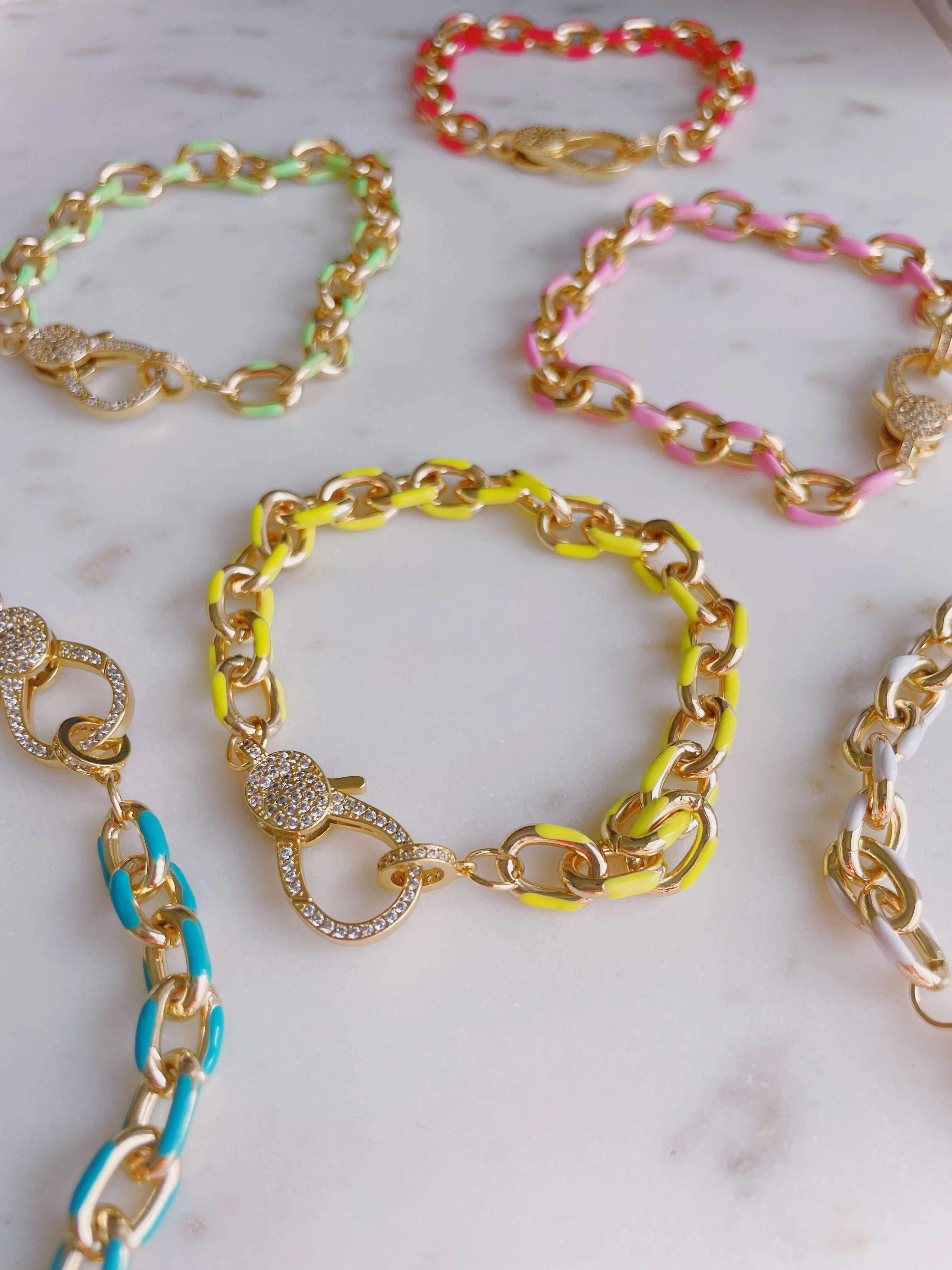 Colored Chain Clasp Bracelet