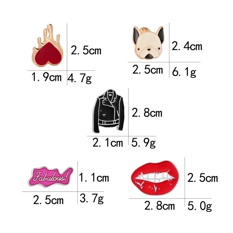 Cute Funny Pin Mouth Letter Heart Shape Alloy Enamel Unisex Brooches