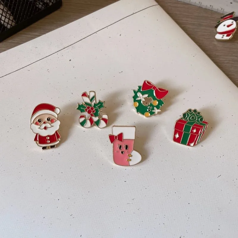 Cute Pin Santa Claus Snowman Elk Alloy Enamel Unisex Brooches