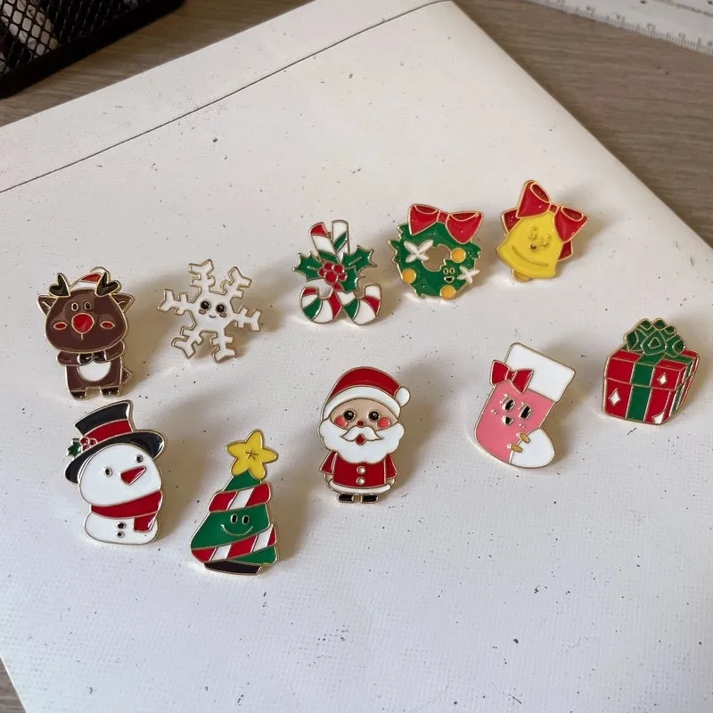 Cute Pin Santa Claus Snowman Elk Alloy Enamel Unisex Brooches