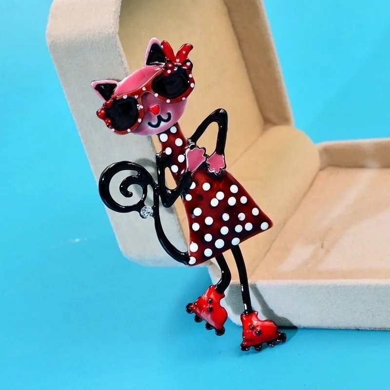 Cute Streetwear Pin Cat Metal Enamel Women's Brooches
