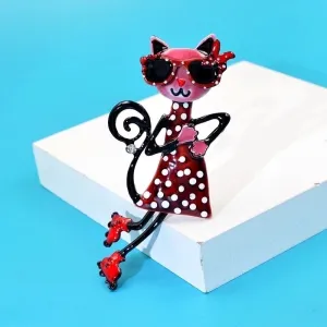 Cute Streetwear Pin Cat Metal Enamel Women's Brooches