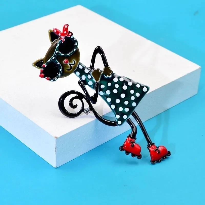Cute Streetwear Pin Cat Metal Enamel Women's Brooches