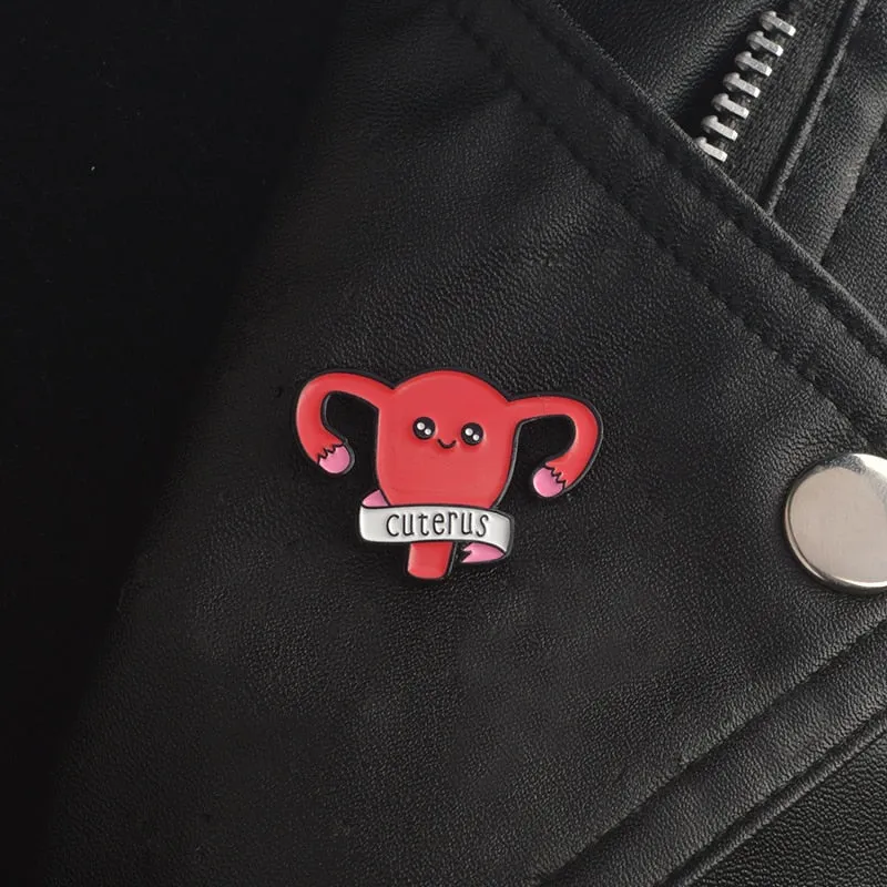 Cuterus Enamel Pin Women Female Uterus Womb Brooches Gift Feminism Icons Pin Badge Button Lapel Pin for Clothing Cap Bag