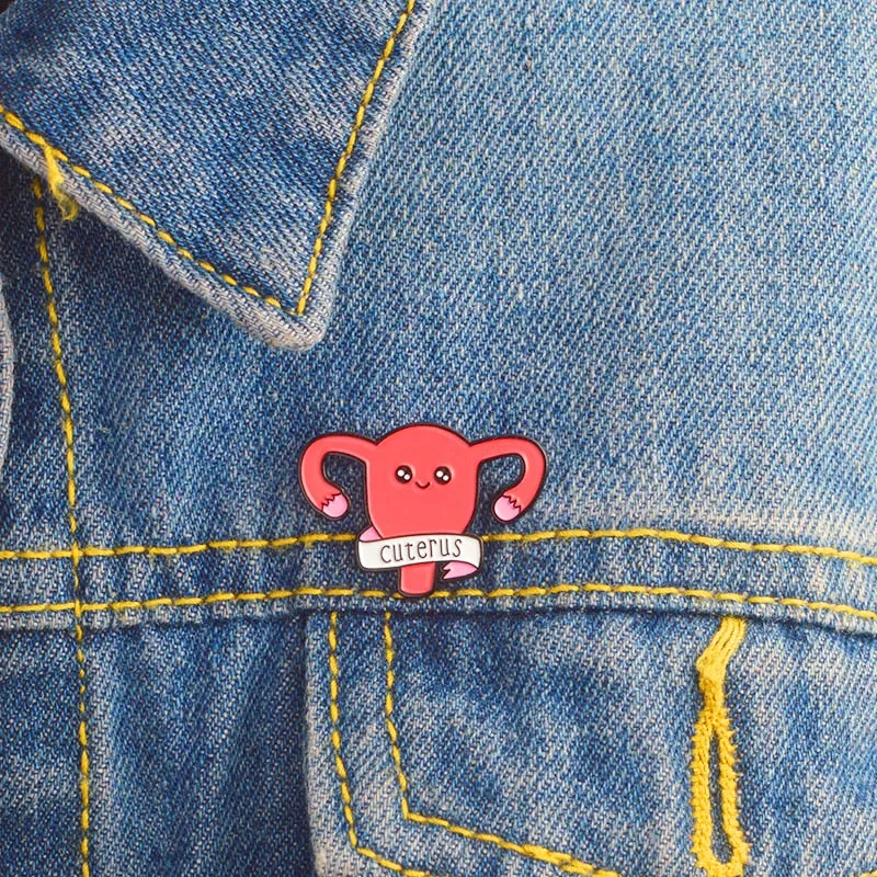 Cuterus Enamel Pin Women Female Uterus Womb Brooches Gift Feminism Icons Pin Badge Button Lapel Pin for Clothing Cap Bag
