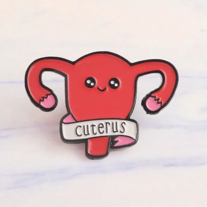 Cuterus Enamel Pin Women Female Uterus Womb Brooches Gift Feminism Icons Pin Badge Button Lapel Pin for Clothing Cap Bag