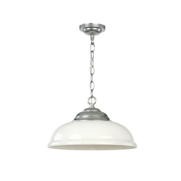 David Hunt Webster Opal Glass & Satin Chrome Pendant
