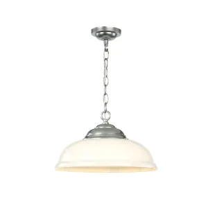 David Hunt Webster Opal Glass & Satin Chrome Pendant