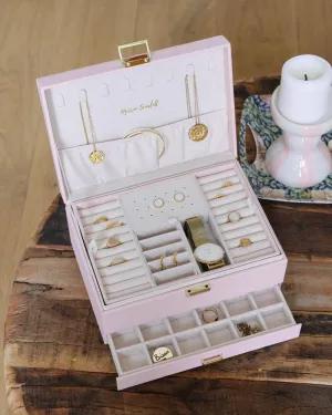 Denise-Pink Leather Jewelry Box