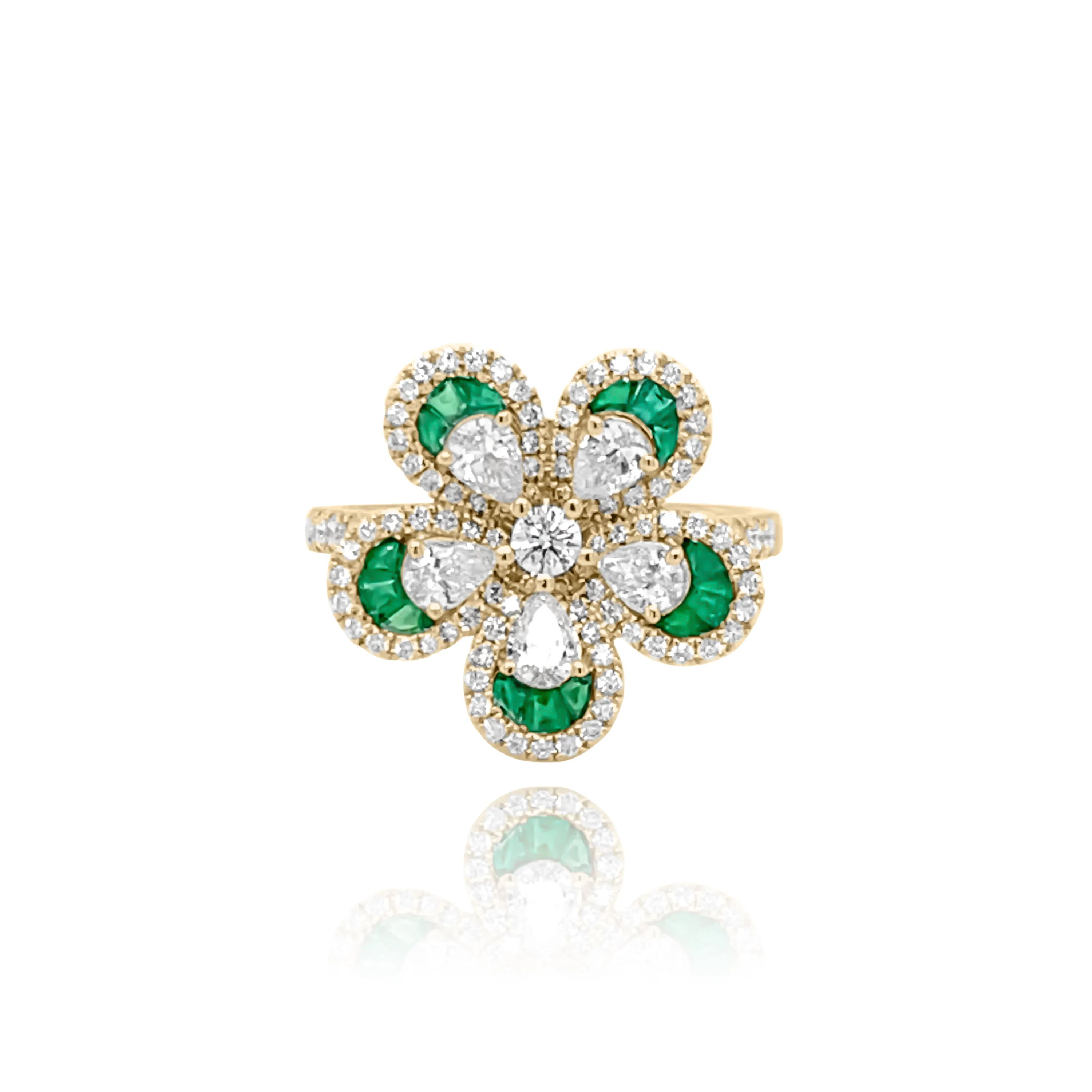 DIAMONDS & EMERALD "BUTTERCUP" RING.