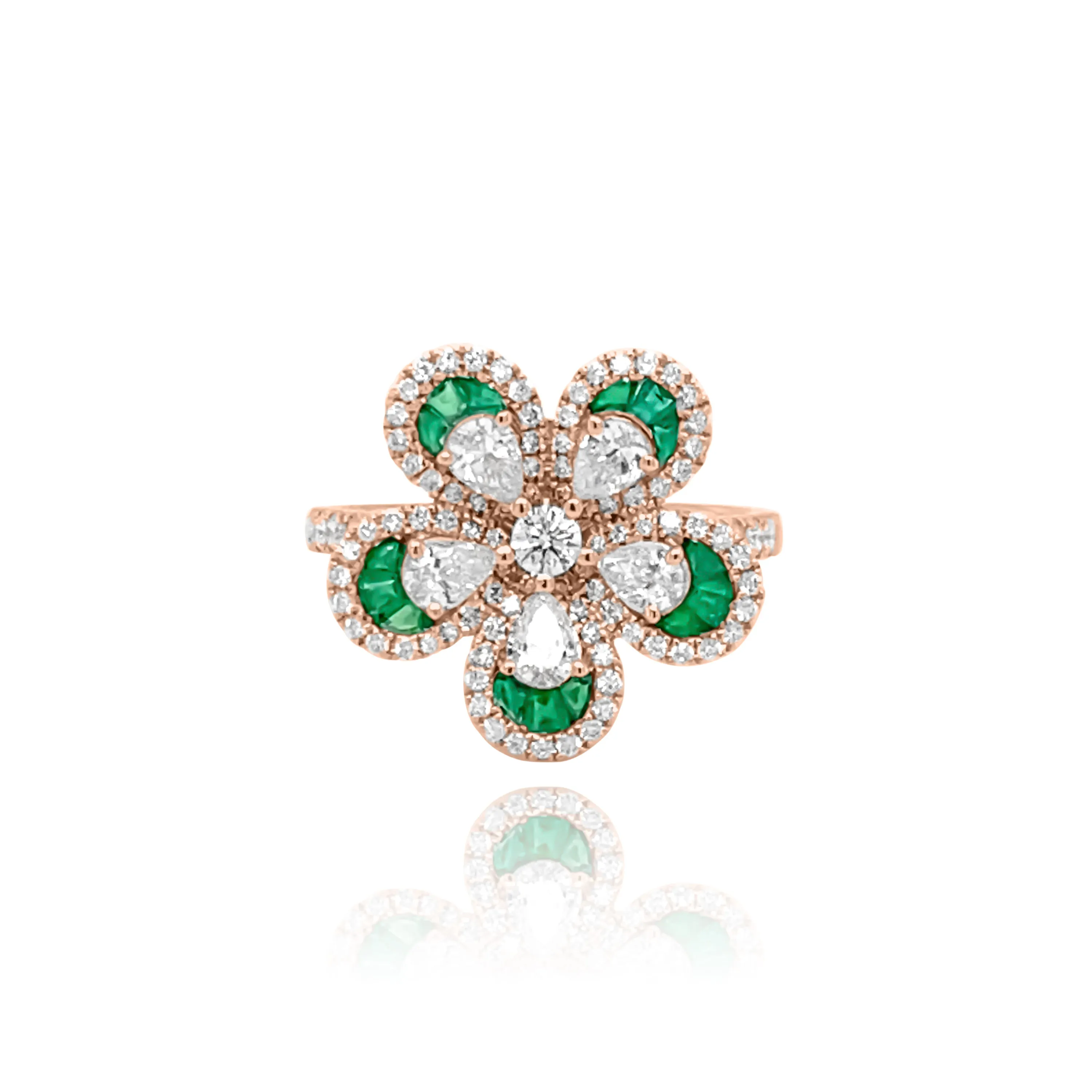 DIAMONDS & EMERALD "BUTTERCUP" RING.