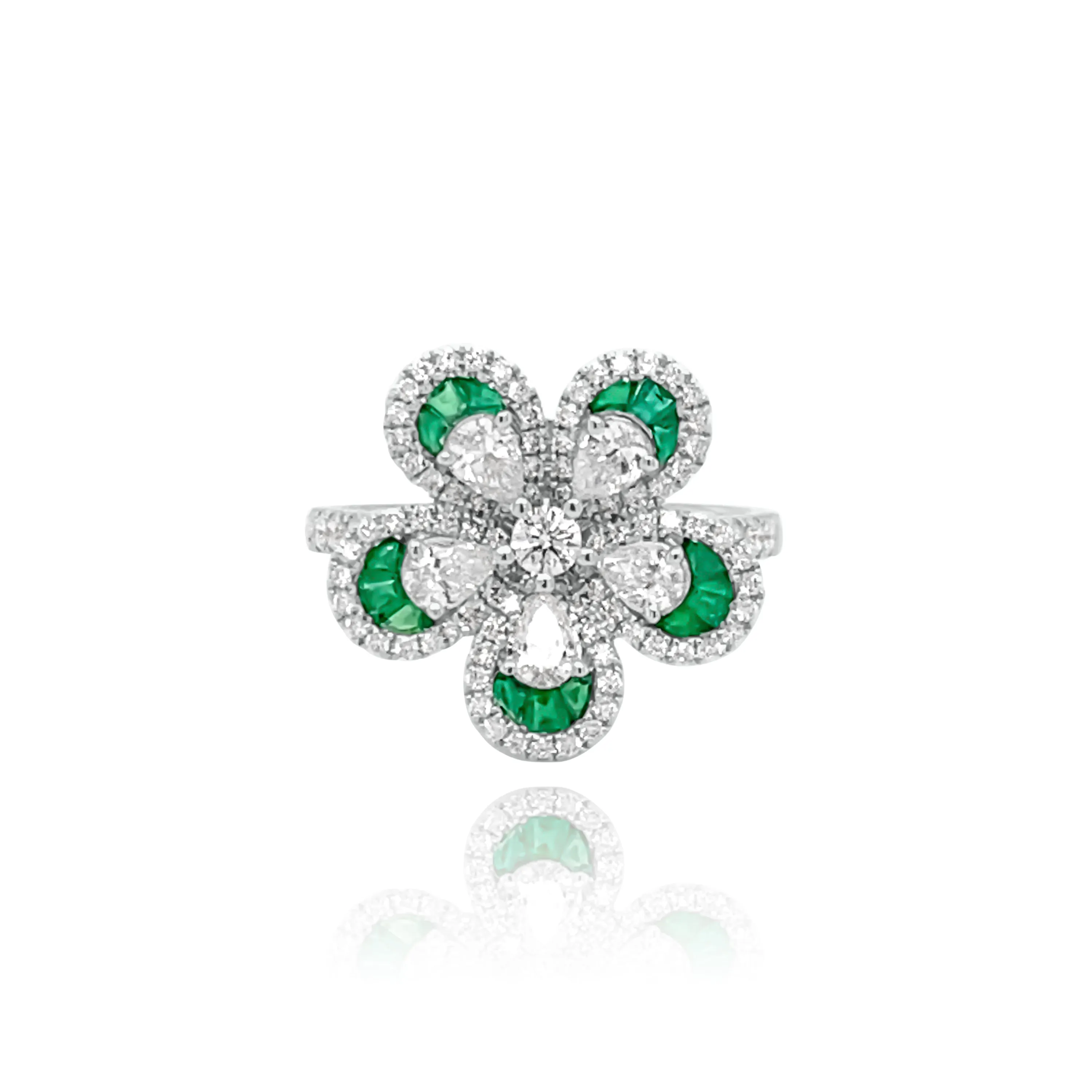 DIAMONDS & EMERALD "BUTTERCUP" RING.
