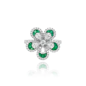 DIAMONDS & EMERALD "BUTTERCUP" RING.