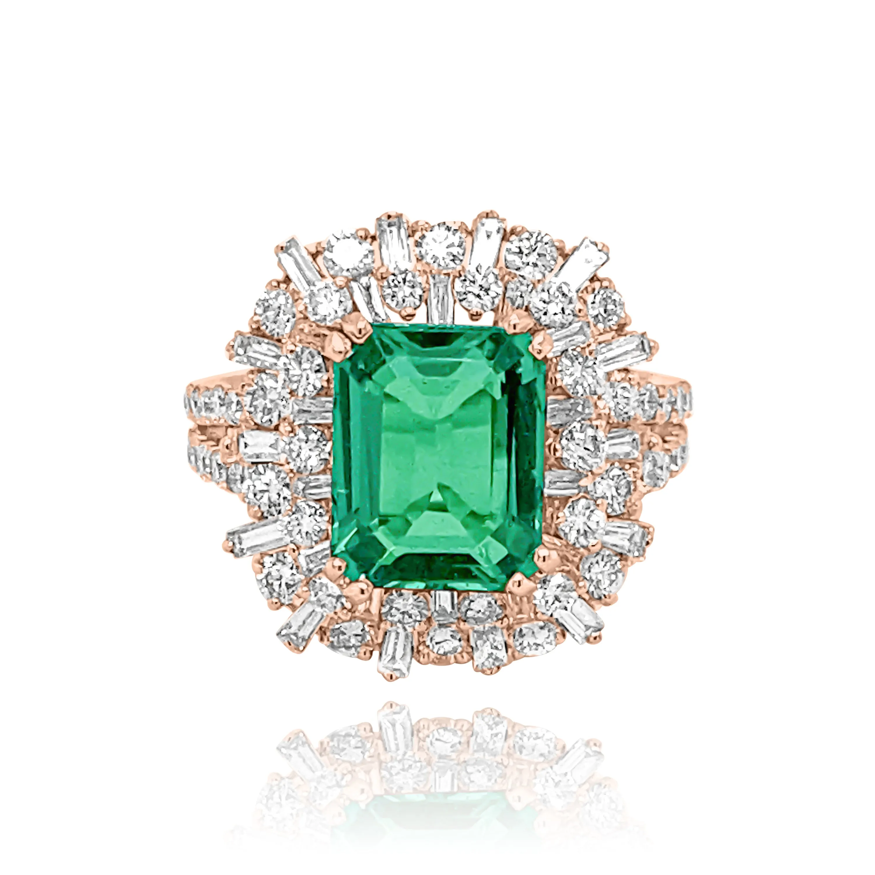 DIAMONDS & EMERALD  "LOUISE" RING.