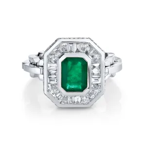 EMERALD & DIAMOND HALO MINI DECO RING