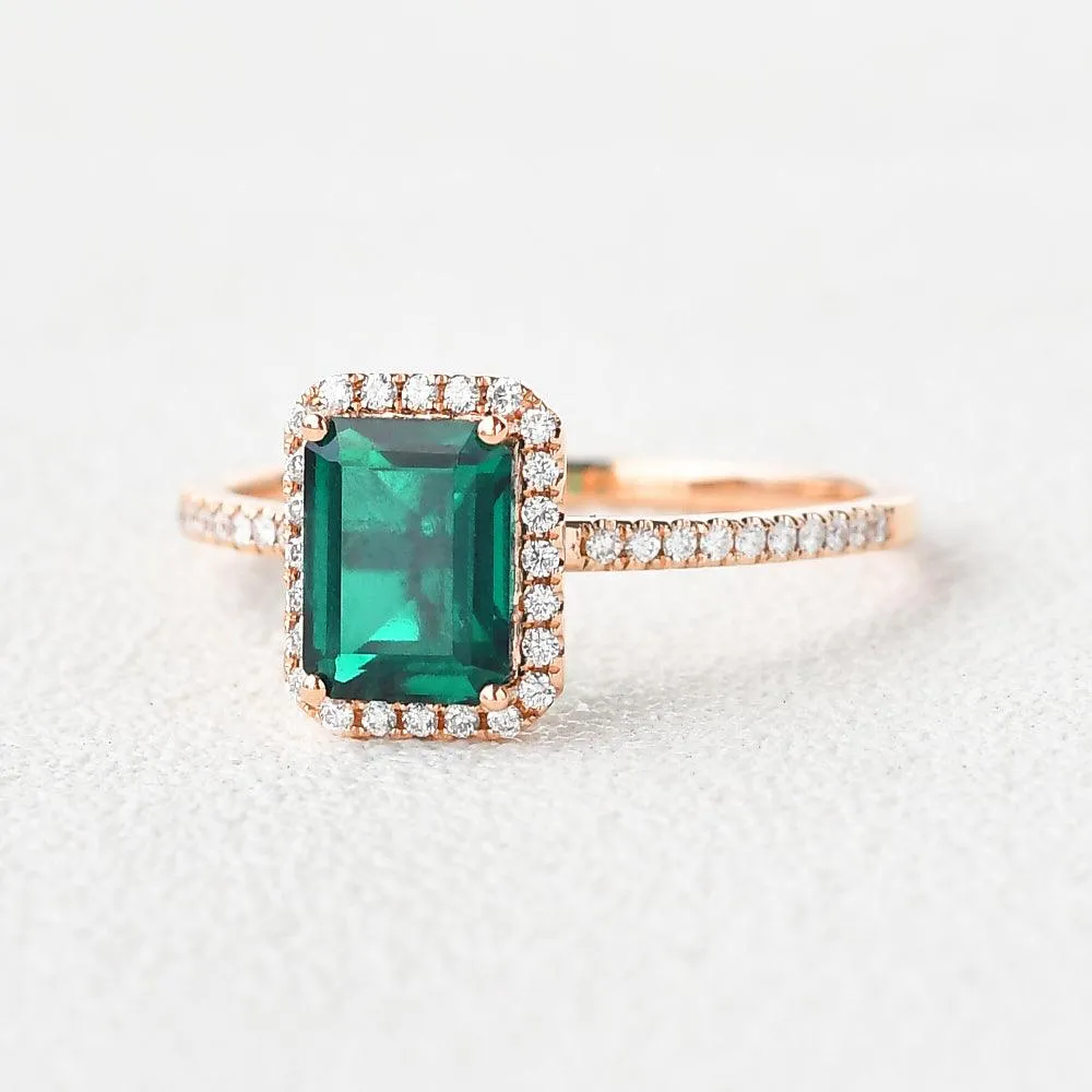 Emerald & Moissanite Rose Gold Ring