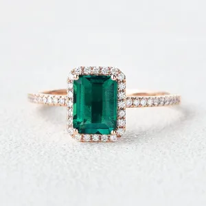 Emerald & Moissanite Rose Gold Ring