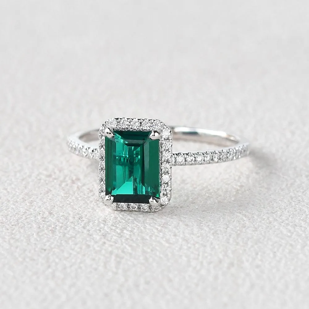 Emerald & Moissanite Rose Gold Ring