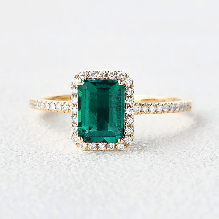 Emerald & Moissanite Rose Gold Ring