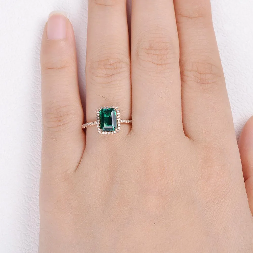 Emerald & Moissanite Rose Gold Ring