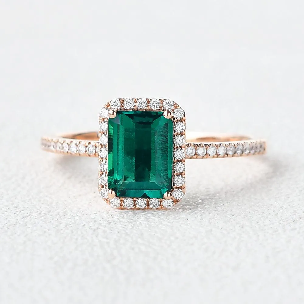 Emerald & Moissanite Rose Gold Ring