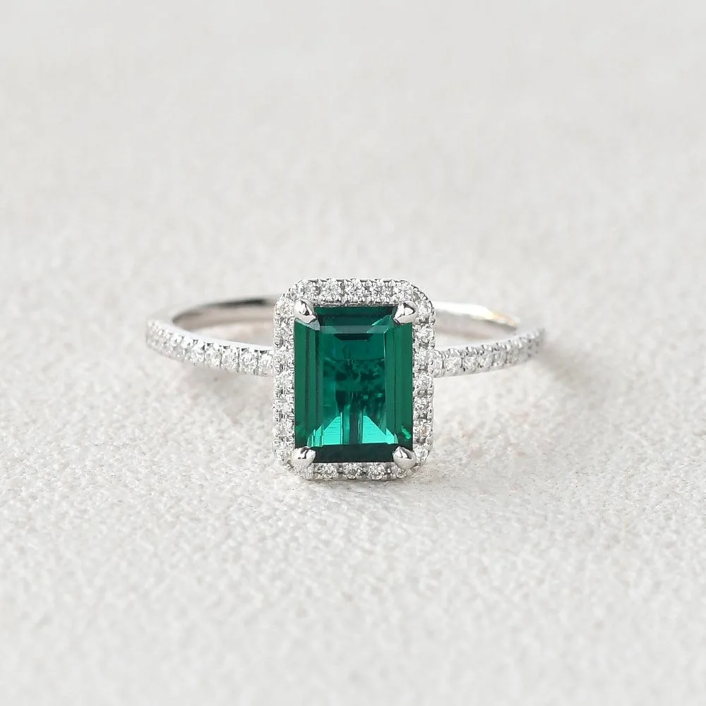 Emerald & Moissanite Rose Gold Ring
