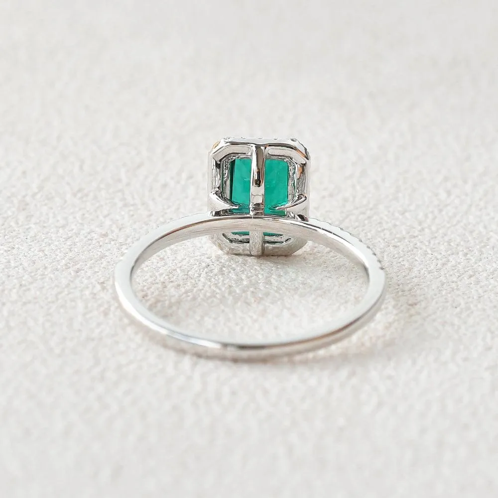 Emerald & Moissanite Rose Gold Ring