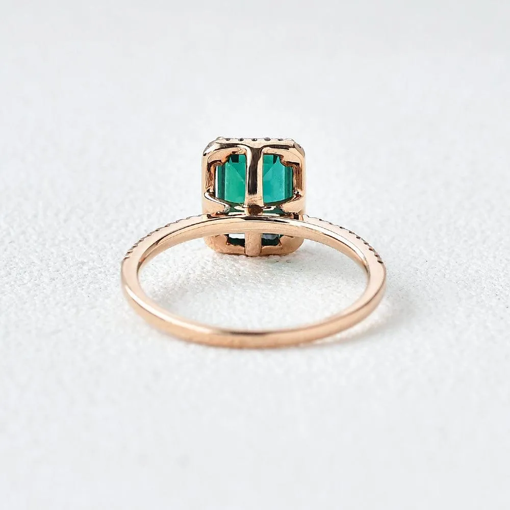 Emerald & Moissanite Rose Gold Ring