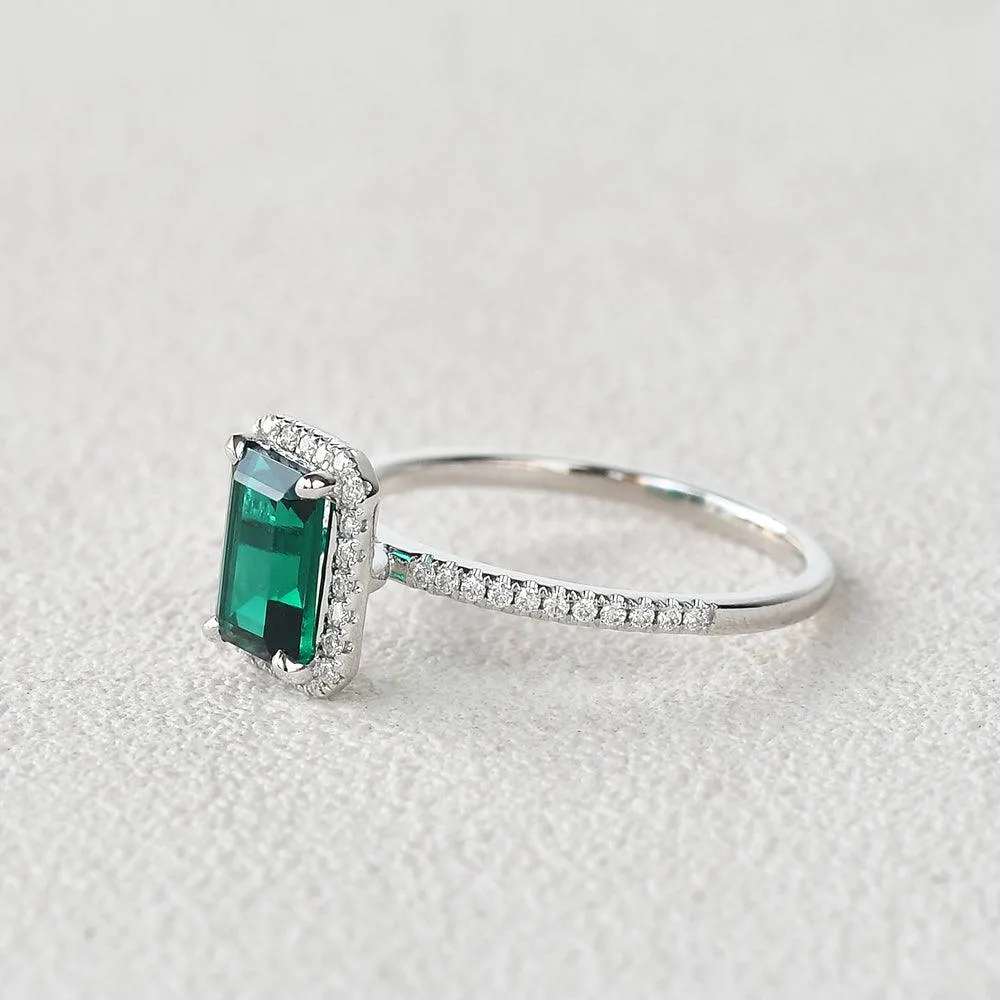 Emerald & Moissanite Rose Gold Ring