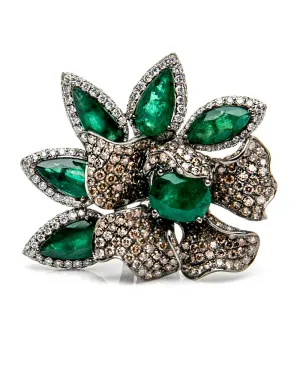 Emerald and Diamond Double Ring