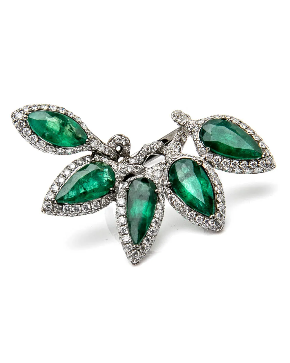 Emerald and Diamond Double Ring