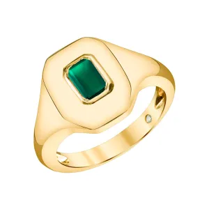 EMERALD BAGUETTE PINKY RING