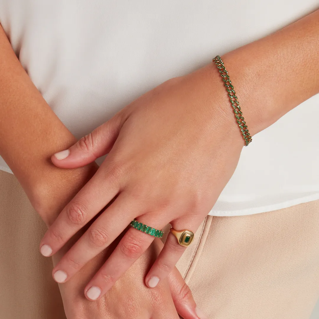 EMERALD BAGUETTE PINKY RING
