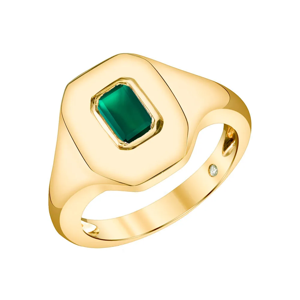EMERALD BAGUETTE PINKY RING