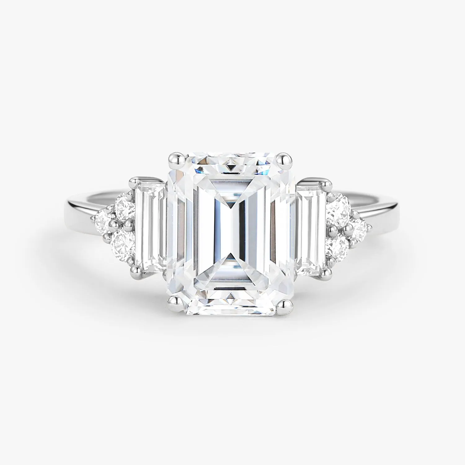 Emerald Cut Moissanite Vintage Three-stone Engagement Ring