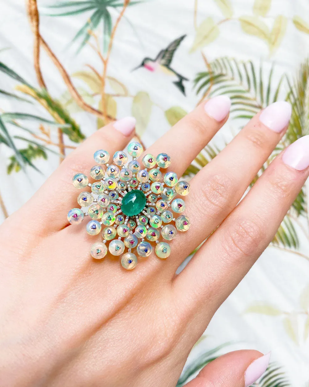 Emerald Daisy Ring