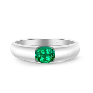 Emerald Promise Ring Solitaire in White Gold