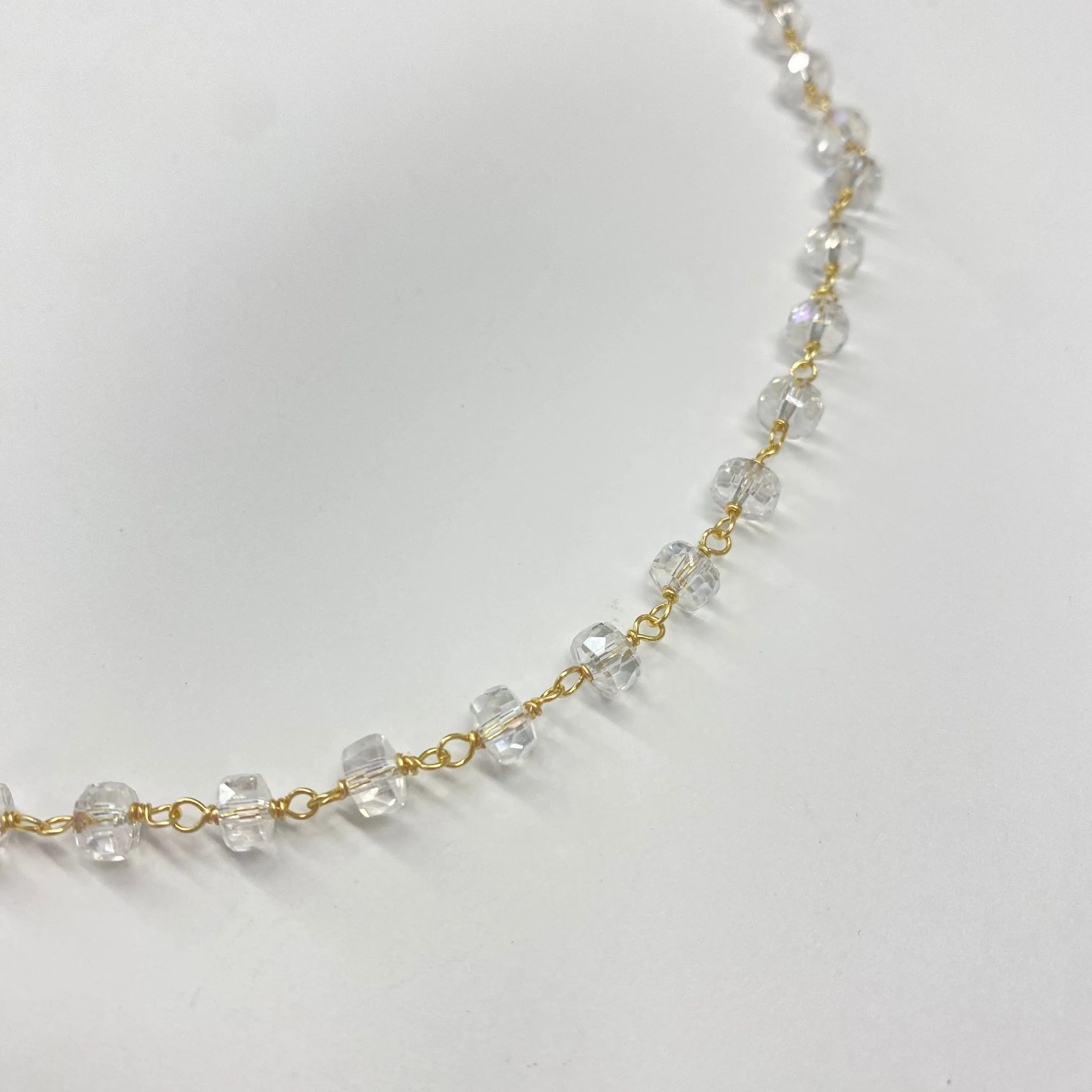 Emerie Drum Bead Wire Wrapped Chain Necklace | Gold