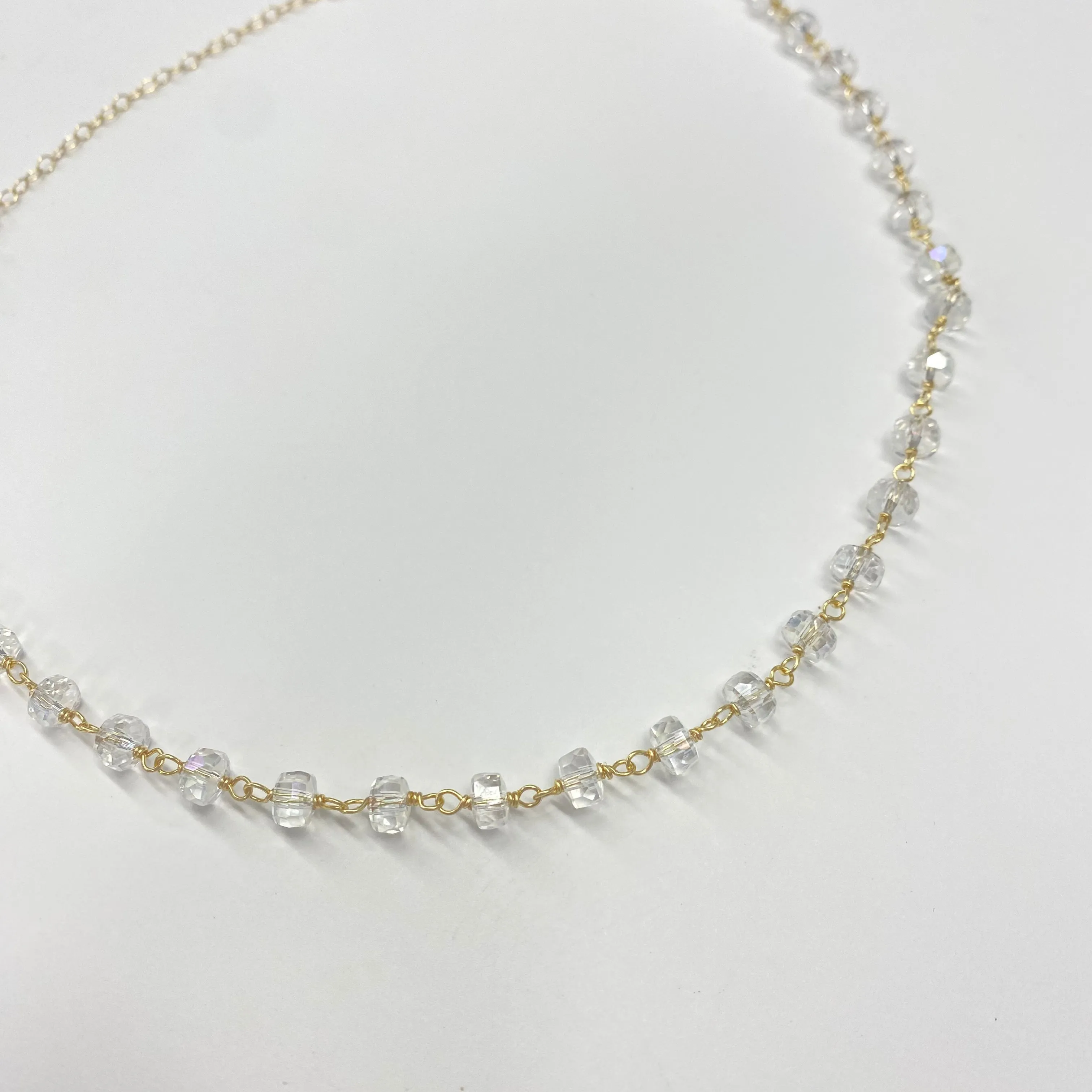 Emerie Drum Bead Wire Wrapped Chain Necklace | Gold