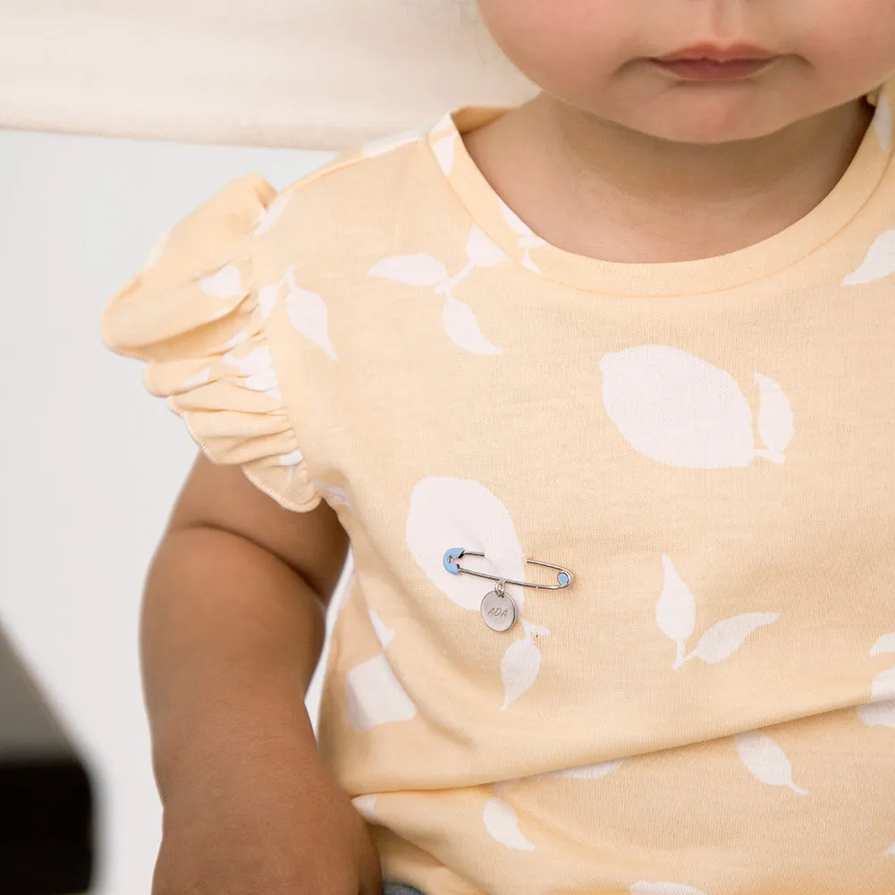 Engravable Baby / Toddler Safety Pin Brooch Enamel - Sterling Silver