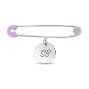 Engravable Baby / Toddler Safety Pin Brooch Enamel - Sterling Silver