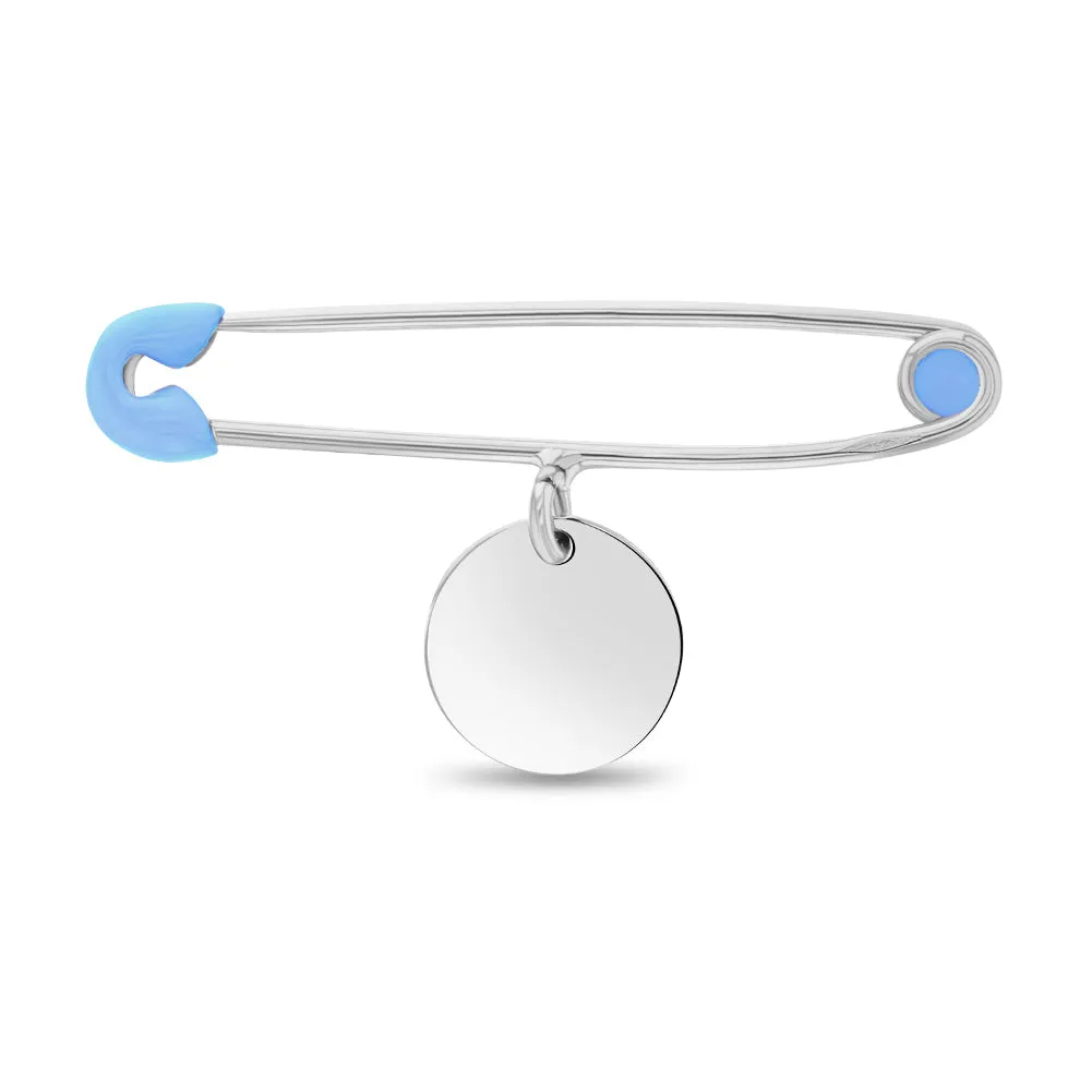 Engravable Baby / Toddler Safety Pin Brooch Enamel - Sterling Silver