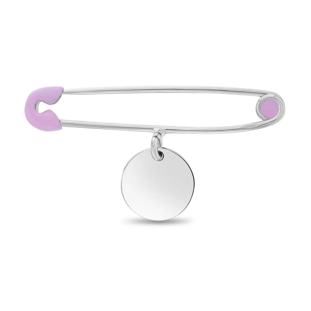 Engravable Baby / Toddler Safety Pin Brooch Enamel - Sterling Silver