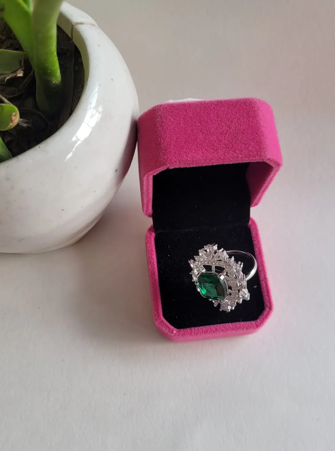Eshaa Green Diamond Adjustable Cocktail Ring