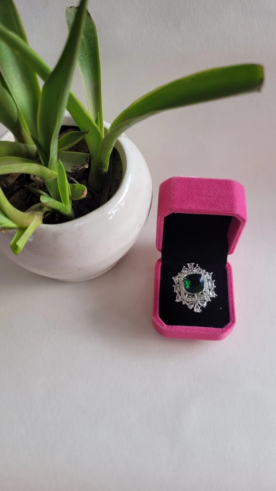 Eshaa Green Diamond Adjustable Cocktail Ring