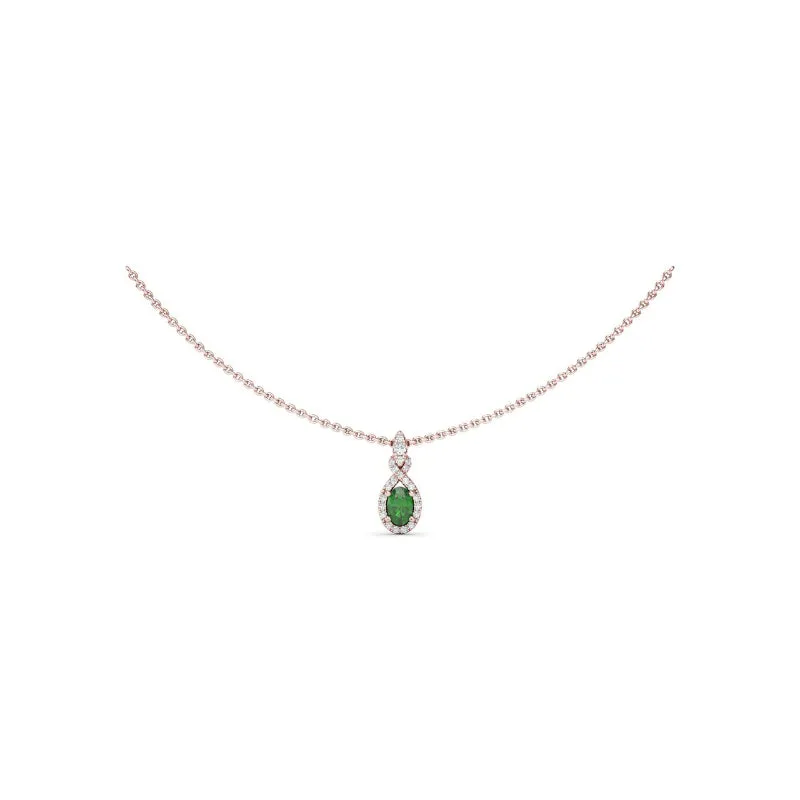 Fana Love Knot Emerald and Diamond Pendant