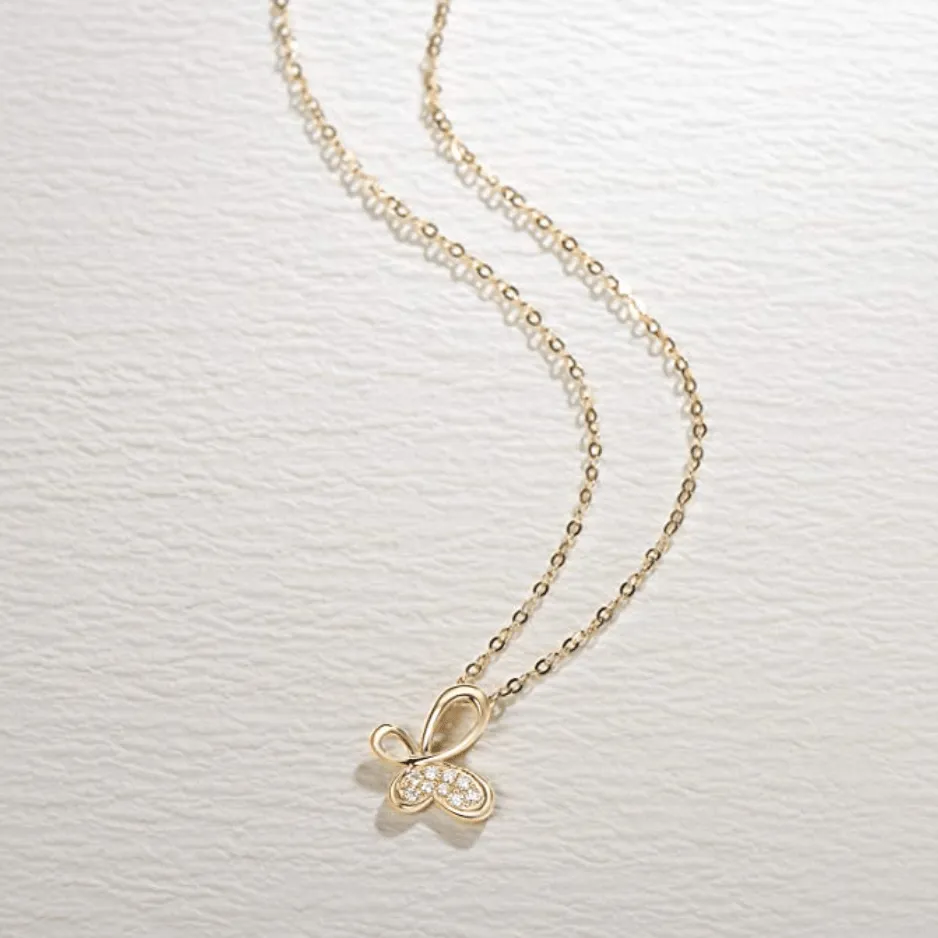 FANCIME "Valerie" Infinity Butterfly 18K Yellow Gold Necklace
